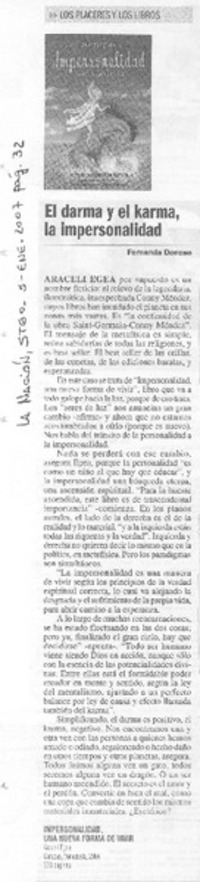 El darma y el karma, la impersonalidad