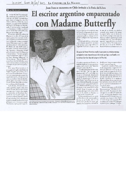 El escritor argentino emparentado con Madame Butterfly
