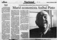 Murió economista Aníbal Pinto
