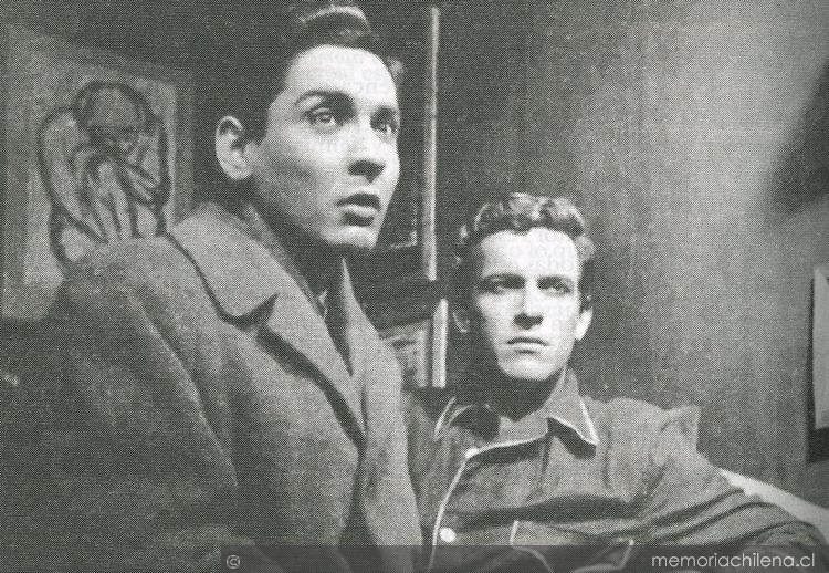 Sergio Aguirre y Fernando González en "Mi hermano Cristián", de Alejandro Sieveking, montaje de 1960
