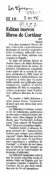 Editan nuevos libros de Cortázar  [artículo].