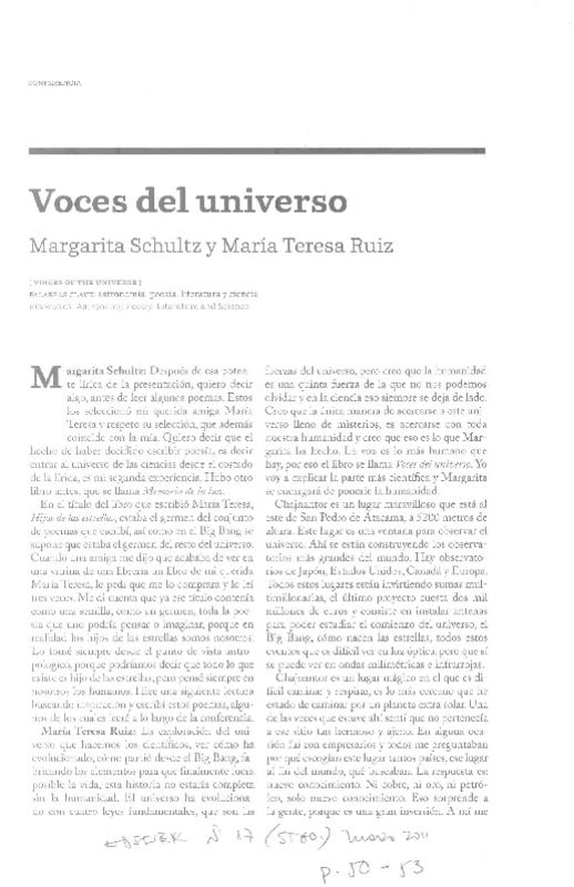 Voces del universo  [artículo].