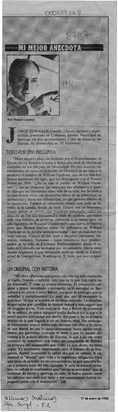 Mi mejor anécdota  [artículo] Manuel Lagunas.