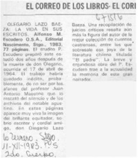 Olegario Lazo Baeza, la vida en sus escritos.