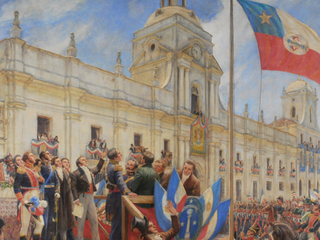 Pedro Subercaseaux. Jura de la Independencia en la Plaza de Armas de Santiago. 1945. Colección de Pintura y Estampas, MHN 3-941