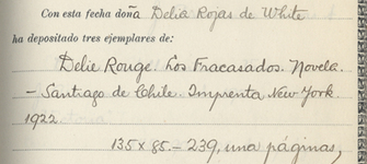 Registro de Propiedad Intelectual de la obra "Los Fracasados" de Delia Rojas