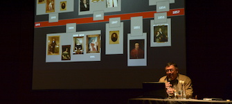 Juan Manuel Martínez, expone estudios de caso de algunas pinturas de Monvoisin.