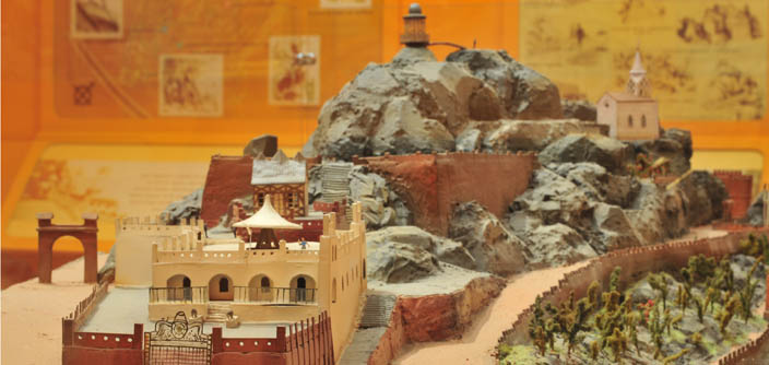 Maqueta del cerro Santa Lucía ya restaurado, en la  época de Intendente de Santiago, Benjamín Vicuña Mackenna