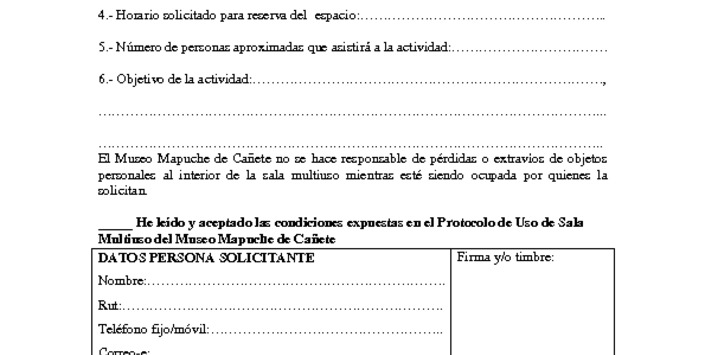 Formulario solicitud Sala Multiuso.