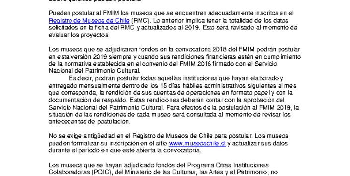 Respuestas a consultas FMIM 2019