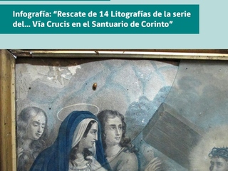 Detalle de una de las 14 litografías de la serie del... Vía Crucis en el Santuario de Corinto.