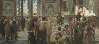 Prospero Piatti. Catón en las fiestas florales de Roma (detalle). Italia, 1900. Colección Museo Nacional de Bellas Artes. Archivo CNCR