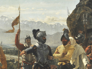 Detalle de La fundación de Santiago de Pedro Lira, Col. MNBA, MHN