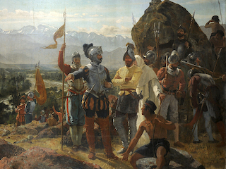 Detalle de La fundación de Santiago de Pedro Lira