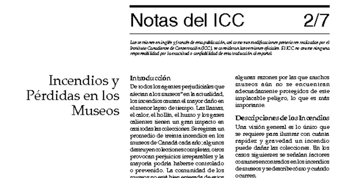 Incendios y Pérdidas en los Museos