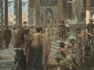 Prospero Piatti. Catón en las fiestas florales de Roma (detalle). Italia, 1900. Colección Museo Nacional de Bellas Artes. Archivo CNCR