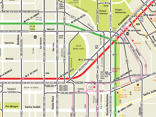 Mapa recorridos Metro y Transantiago
