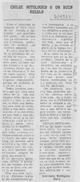 Chiloé mitológico o un buen regalo
