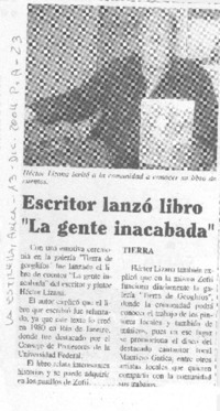 Escritor lanzó libro "La gente inacabada"
