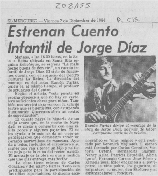 Estrenan cuento infantil de Jorge Díaz