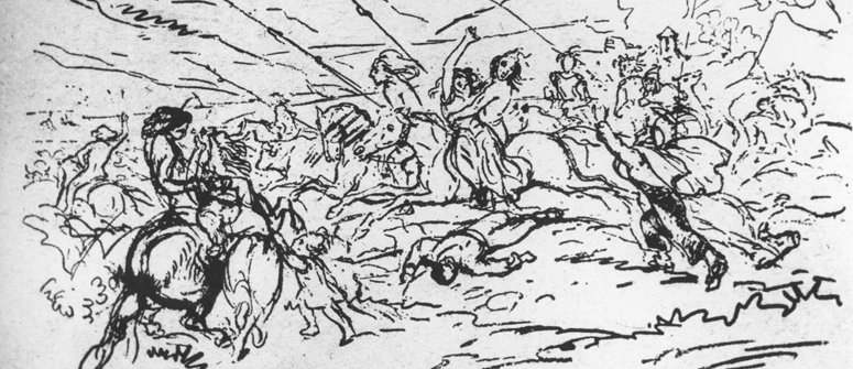 Rugendas, Mauricio. Rapto de Trinidad Salcedo. Biblioteca Nacional. Archivo Fotográfico y Digital. Colección: Memoria Chilena. Identificador MC0001748 Rugendas, Mauricio. Rapto de Trinidad Salcedo. Biblioteca Nacional. Archivo Fotográfico y Digital. Colección: Memoria Chilena. Identificador MC0001748