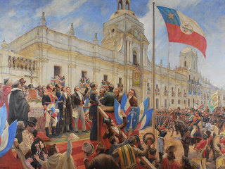 Jura de la Independencia en la Plaza de Armas de Santiago