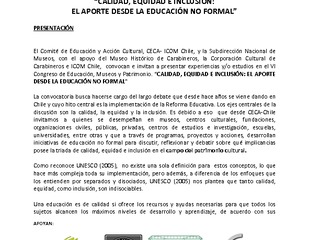 Convocatoria VI Congreso de Educaci�n, Museos y Patrimonio.