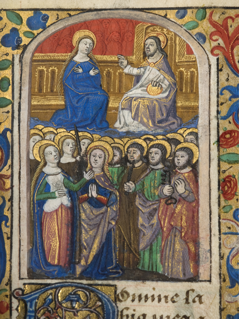 Coronación de la Virgen y séquito de santos y santas. Anónimo. Libro de horas. Francia, ca. 1480. Coronación de la Virgen y séquito de santos y santas. Anónimo. Libro de horas. Francia, ca. 1480.