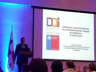 Claudio Ossa, Jefe del Departamento de Derechos Intelectuales, DIBAM, exponiendo en el Taller Regional para Amrica Latina sobre la Implementacin del Tratado de Marrakech.