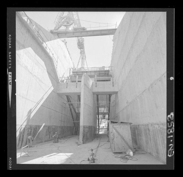 [Río Polcura; vista de las obras de construcción de la bocatoma Polcura, en su última etapa]