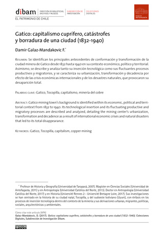 Gatico: capitalismo cuprfero, catstrofes y borradura de una ciudad (1832-1940)