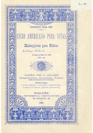 Liceo Americano de Nias y kindergarten para niitos. 1902