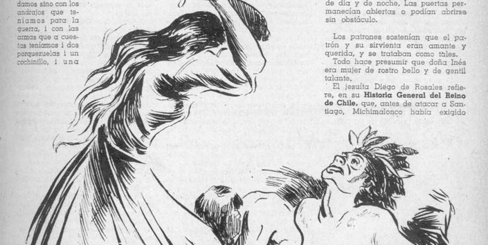 In�s de Su�rez, dando muerte a los caciques, el 11 de septiembre de 1541 (Imagen: Memoria Chilena)