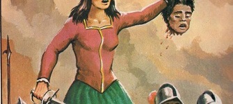 In�s de Su�rez, sosteniendo la cabeza de Quilicanta.