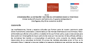 Programa del curso Aproximaciones a la Definici�n y Gesti�n del Patrimonio desde el Territorio