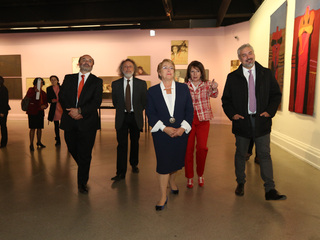 De izquierda a derecha: �ngel Cabeza, Roberto Farriol, Michelle Bachelet, In�s Ortega-M�rquez y Ernesto Ottone.