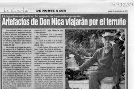 Artefactor de Don Nica viajará por el terruño  [artículo]