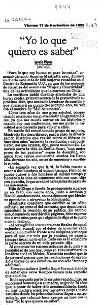 "Yo lo que quiero es saber"  [artículo] Ignacio Iñíguez.