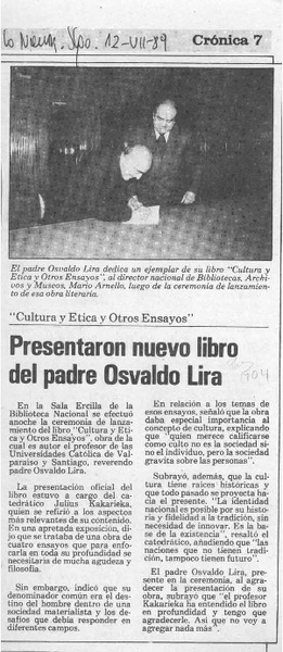 Presentaron nuevo libro del padre Osvaldo Lira