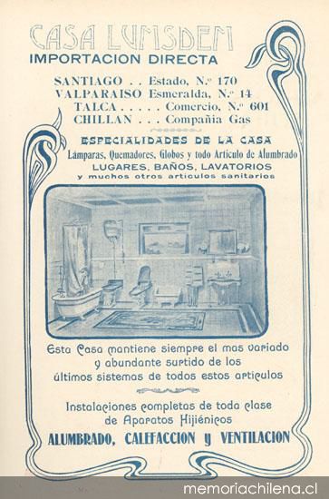 Aviso publicitario para la Casa Lumsden, Revista Zig-Zag, n.3, 5 de marzo de 1905 Aviso publicitario para la Casa Lumsden, Revista Zig-Zag, n.3, 5 de marzo de 1905