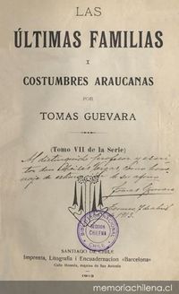 Las últimas familias i costumbres araucanas
