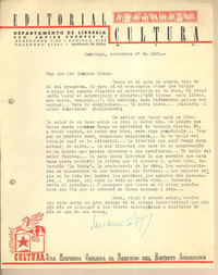 [Carta] 1945 nov. 27, Santiago, Chile [a] Gonzalo Drago[manuscrito] /Nicomedes Guzmán.