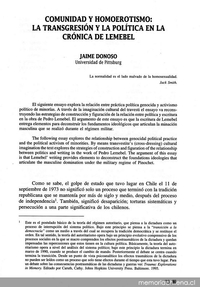 Comunidad y homoerotismo: la transgresión y la política en la crónica de Lemebel