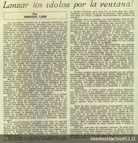 Lanzar los ídolos por la ventana