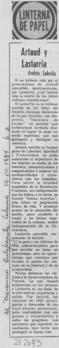 Artaud y Lastarria Artaud y Lastarria