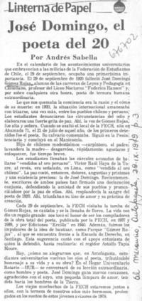 José Domingo, el poeta del 20 José Domingo, el poeta del 20