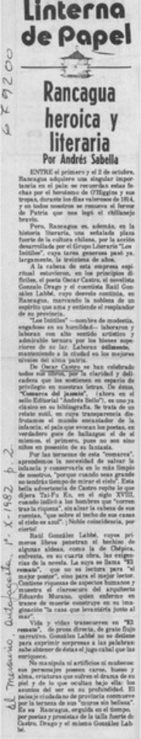 Rancagua heroica y literaria Rancagua heroica y literaria