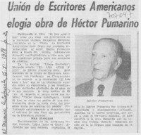 Unión de Escritores Americanos elogia obra de Héctor Pumarino. Unión de Escritores Americanos elogia obra de Héctor Pumarino.