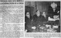 Periodista Hugo Silva ingresó a la Academia Chilena de la Lengua. Periodista Hugo Silva ingresó a la Academia Chilena de la Lengua.