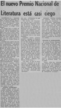 El Premio Nacional de Literatura está casi ciego. El Premio Nacional de Literatura está casi ciego.